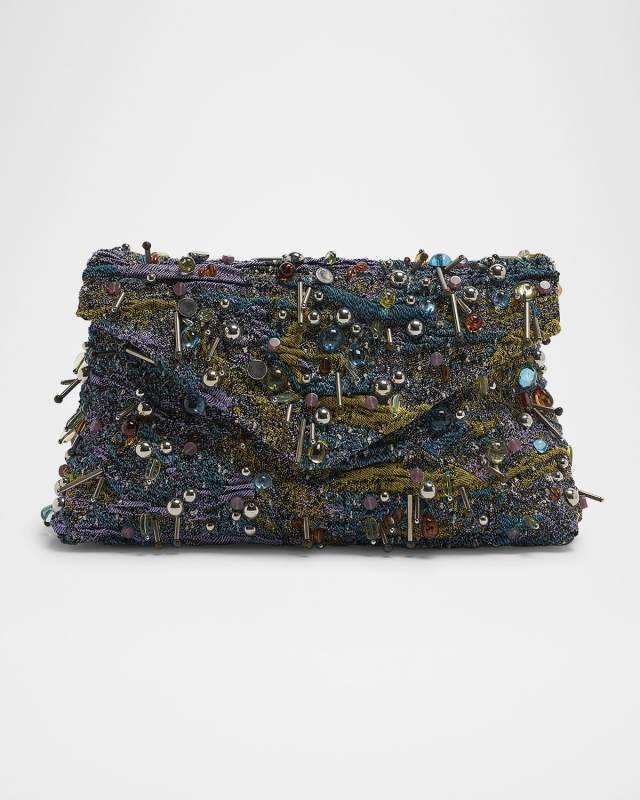 Embellished Envelope Flap Clutch Bag